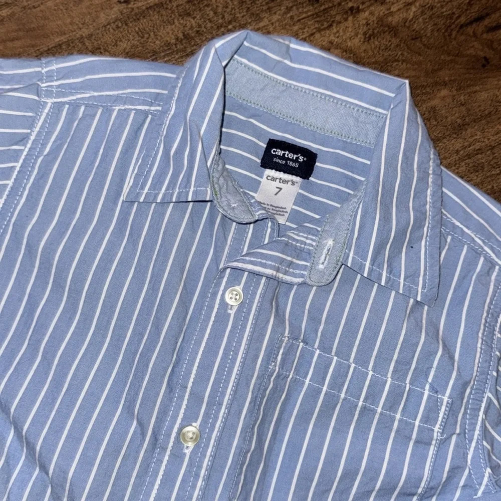 Striped Boys button down , size 7 carters - Picture 2 of 2